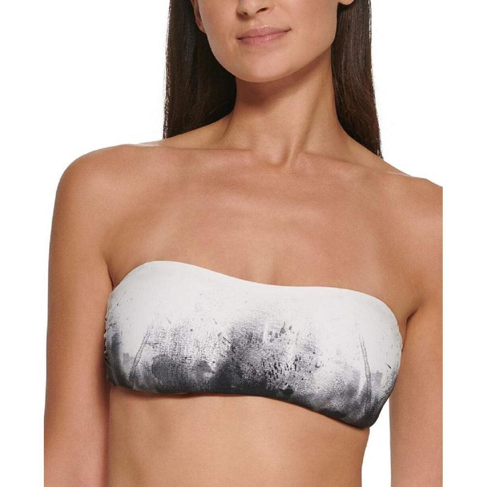Calvin Klein Womens Printed Lined Bikini Swim top White S - Picture 2 of 9